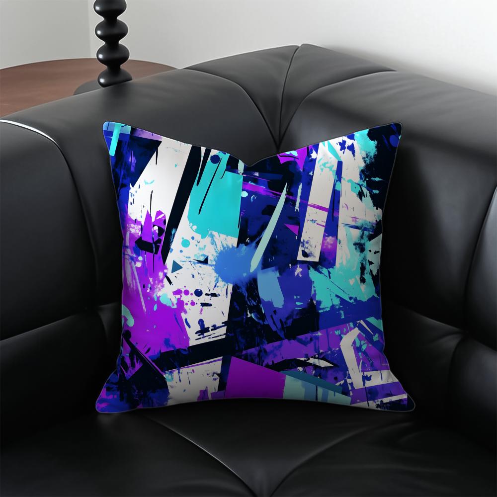 pop Street fashion graffiti art patterns Cushion Cover Pillow Case Antidustmite Invisible zipper silky plush cushion