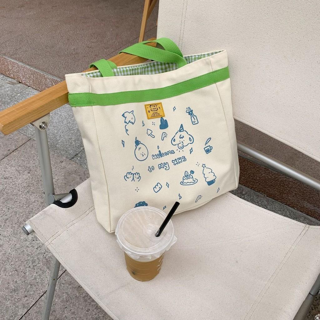 Очаровательная холщовая сумка-тоут в стиле Инс, милая повседневная сумка через плечо для школы, на каждый день