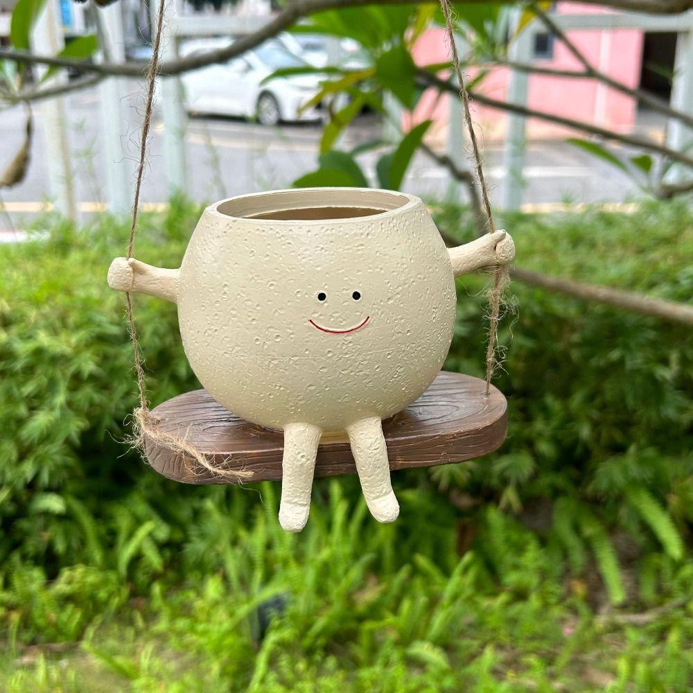 Wall Hanging Swing Face Planter Pot Waterproof Smiling Face Planter Home Decor
