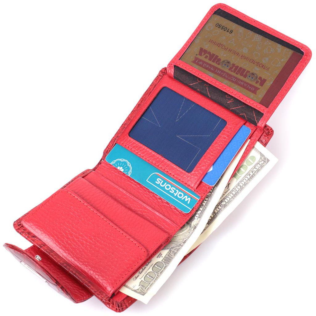 Small Women's Wallet KARYA Wallet 22819 Made of Textured Genuine Leather Red