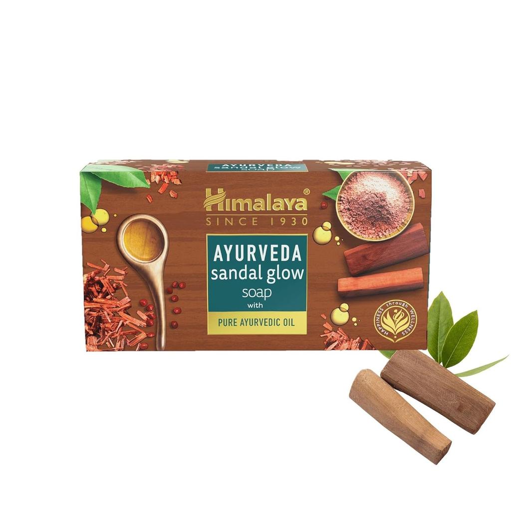 Himalaya Аюрведическое мыло Sandal Glow 125 г кусок для мягкой сияющей кожи с длительным ароматом, нежное ежедневное очищение тела для ванны