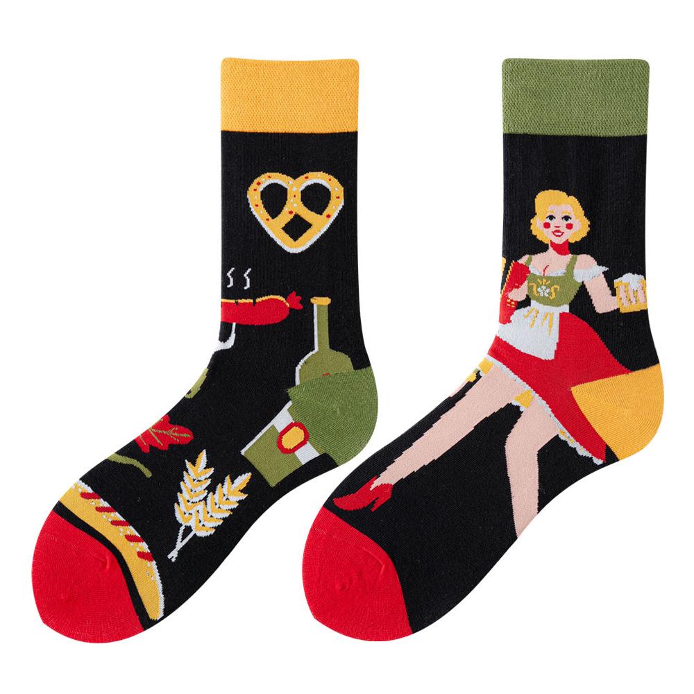 Asymmetric Colorful Christmas Cotton Socks for Couples