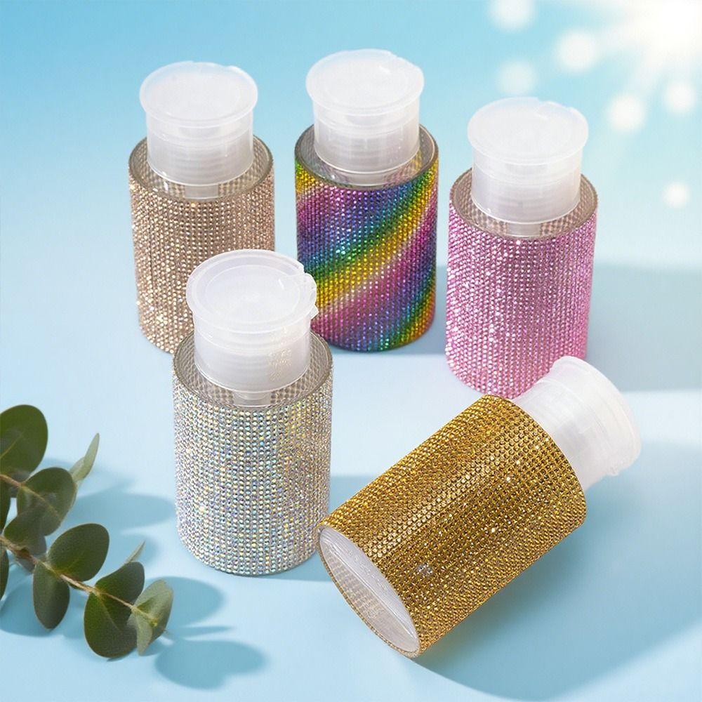 Sparkling Press Type Storage Bottle Creative Nail Polish Remover Container Manicure Tools