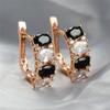 Изысканные серьги-клипсы овальной огранки с черным, белым камнем, милые серьги-кольца розового/желтого золота для женщин, очаровательные свадебные серьги