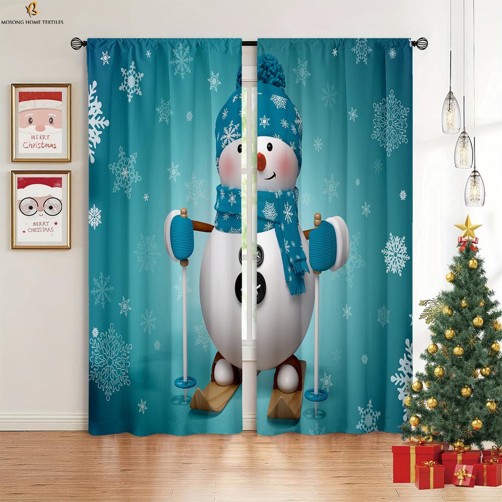 Винтажная Рождественская елка Снеговик 3D Печать занавеска полиэфирное волокно рождественский праздник украшение занавеска 2 шт.