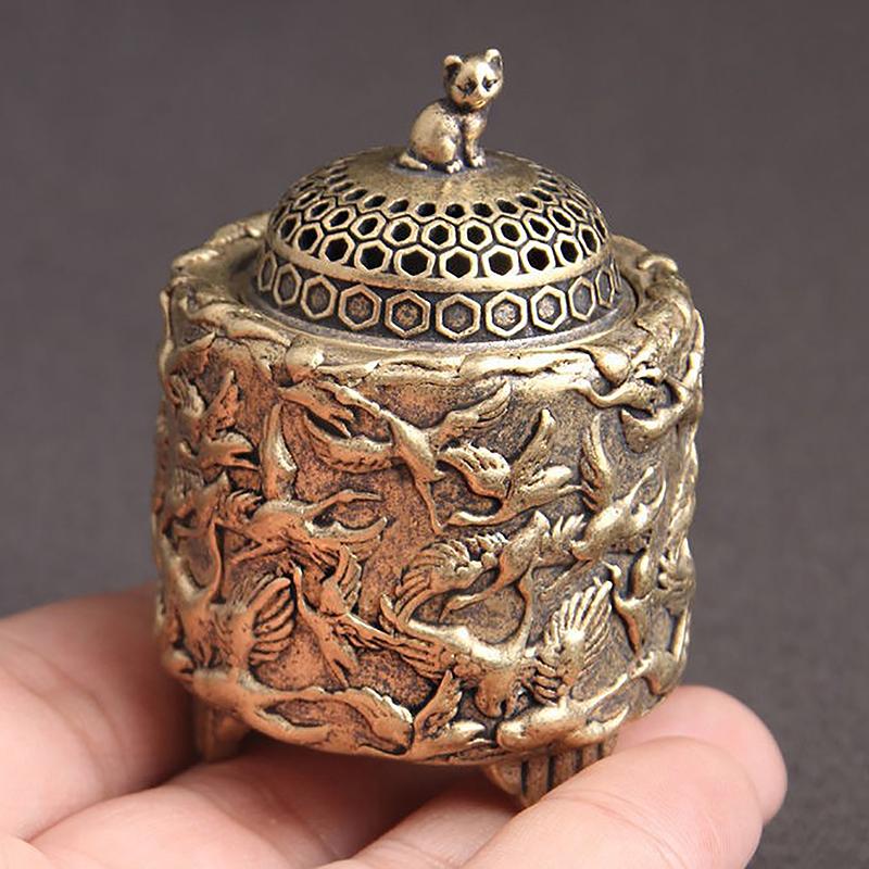 Курильница с красным венцом журавля, буддийская палочка для благовоний, мини-курильница из сандалового дерева, украшение для домашнего декора