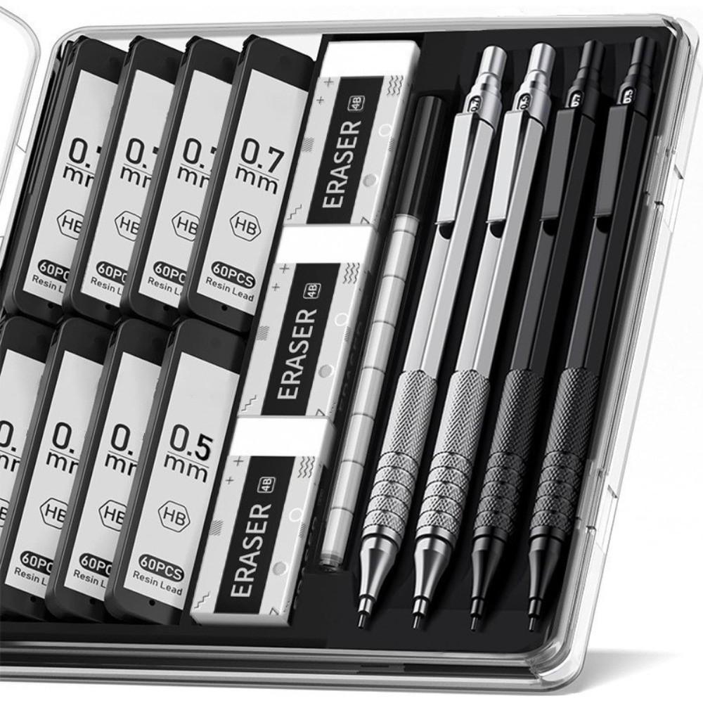 HB Automatic Pencil Set Full Metal Stationery Gift Set Mechanical Pencil Set Art Drawing