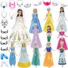 2x Dresses / Plastic Jewelry Toy Fairy Tale Ball Gown Cartoon Princess Accessories Clothes for For Ba Doll Bie Baby Girl Toys