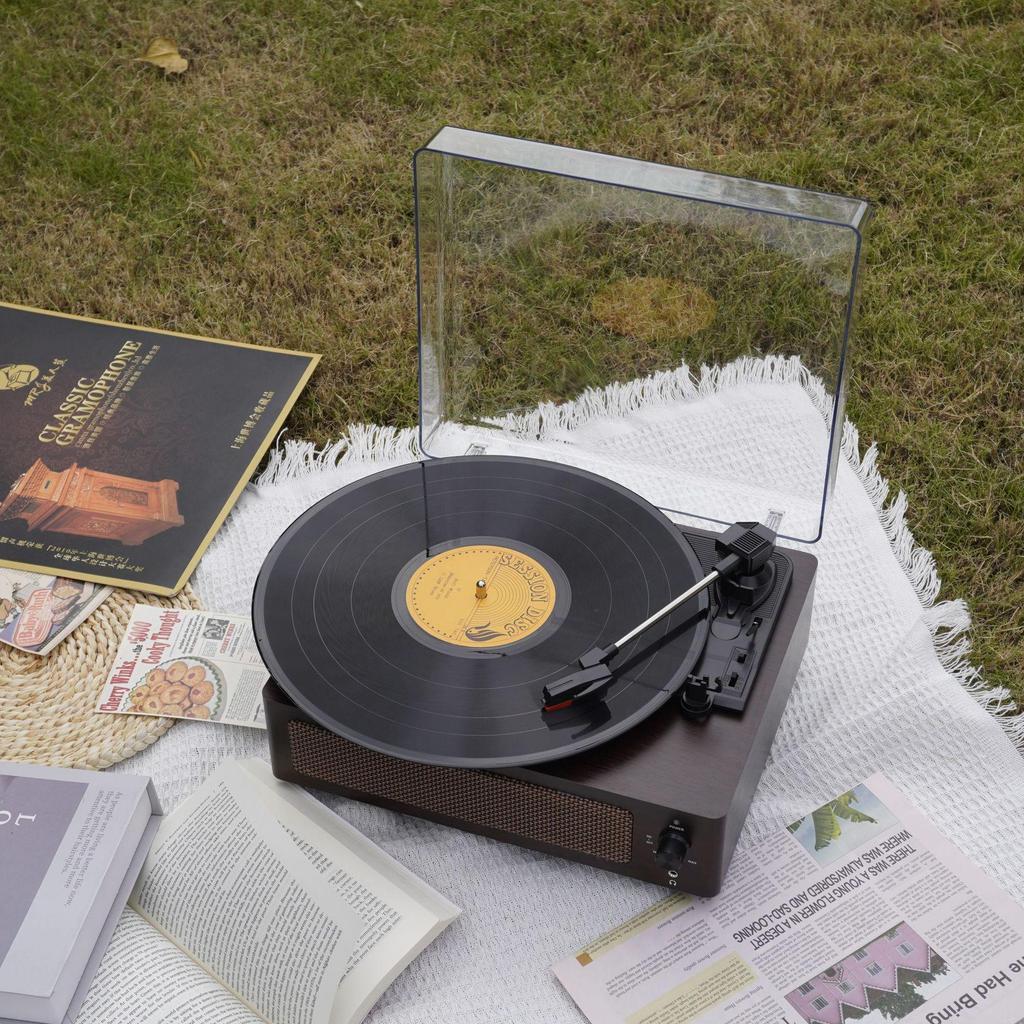 Ретро Деревянный Граммофон Европейский Стиль Bluetooth Динамик с Крышкой для Виниловых Пластинок