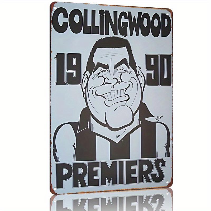 Металлическая табличка Collingwood 1990 Чемпионы Винтажная табличка чемпионата AFL по футболу Железный настенный декор для мужской комнаты, бара, кафе, гаража