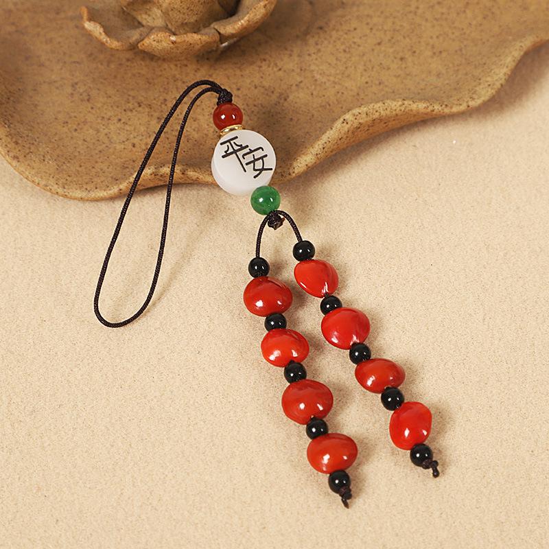 Red Beans & Acacia Bean Bodhi Phone and USB Drive Pendants, Zodiac-Themed Gifts