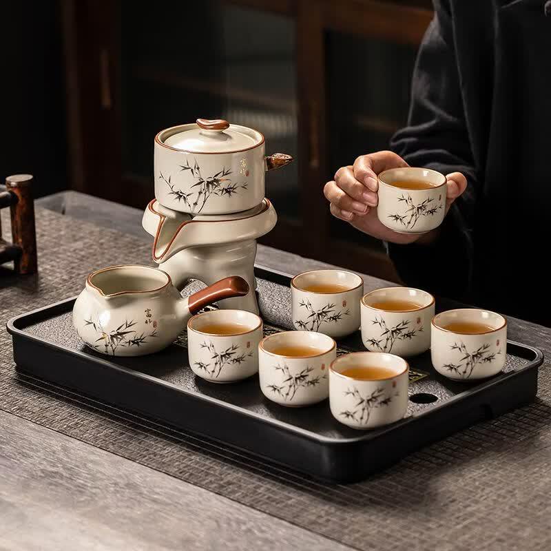 Автоматический керамический набор для кунг-фу чая Zhi Shi Ru Kiln Rich Bamboo