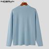 INCERUN Autumn Men Zipper Long Sleeve Knitted Sweaters Casual Rib Pullovers