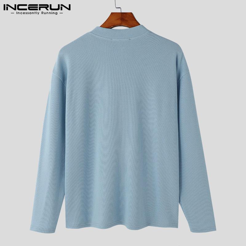 INCERUN Autumn Men Zipper Long Sleeve Knitted Sweaters Casual Rib Pullovers