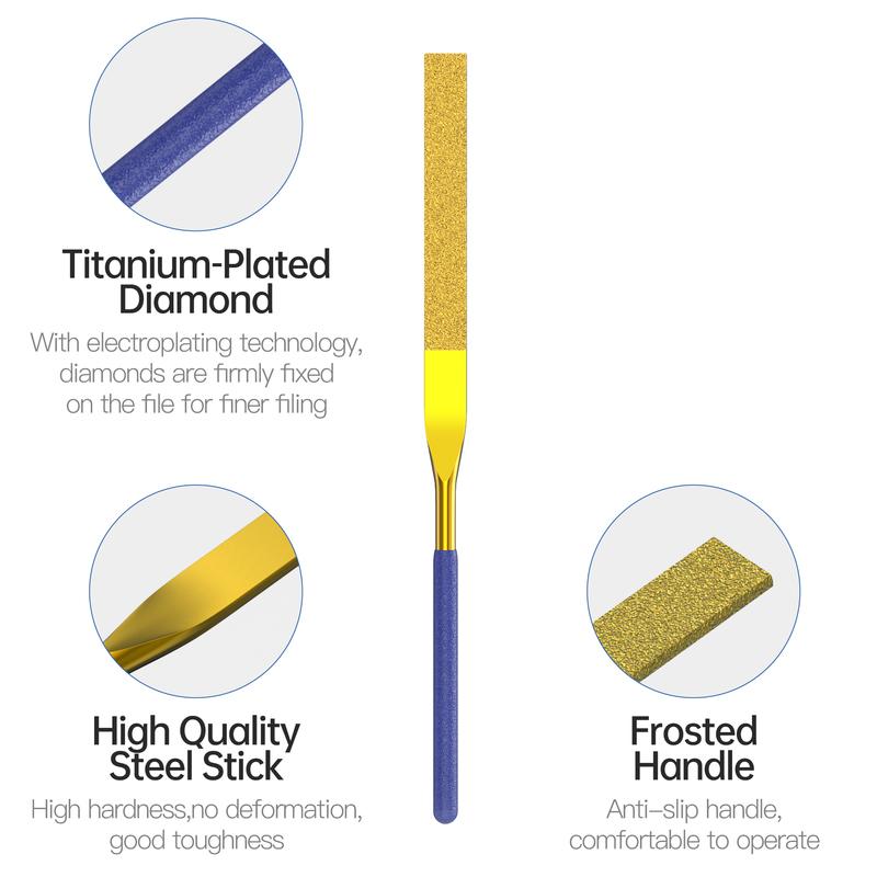 HUHAO 10 Pcs Mini Diamond Needle File Set Diamond Files Mini Needle Set for Metal Glass Stone Grinding Polishing and Engraving