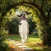Ghostly Hanging Lights for Patio Halloween Swing Ghost Ornament with LED String Outdoor Decor Adjustable Spooky Displays Light-Up Bat Decor