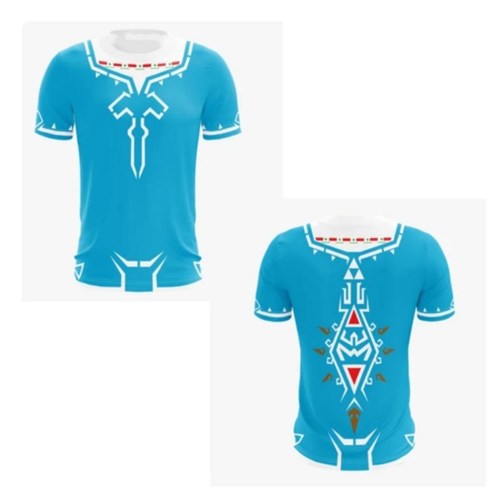 Zelda Cosplay Летняя мужская этническая футболка с дышащими элементами, удобная и сетчатая, мужская уличная футболка с круглым вырезом и короткими рукавами