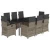 VidaXL Ensemble à Manger de Jardin avec Coussins 9 pcs, Table et Chaises avec Dossier Réglable, Meubles d'Extérieur Patio 3212368
