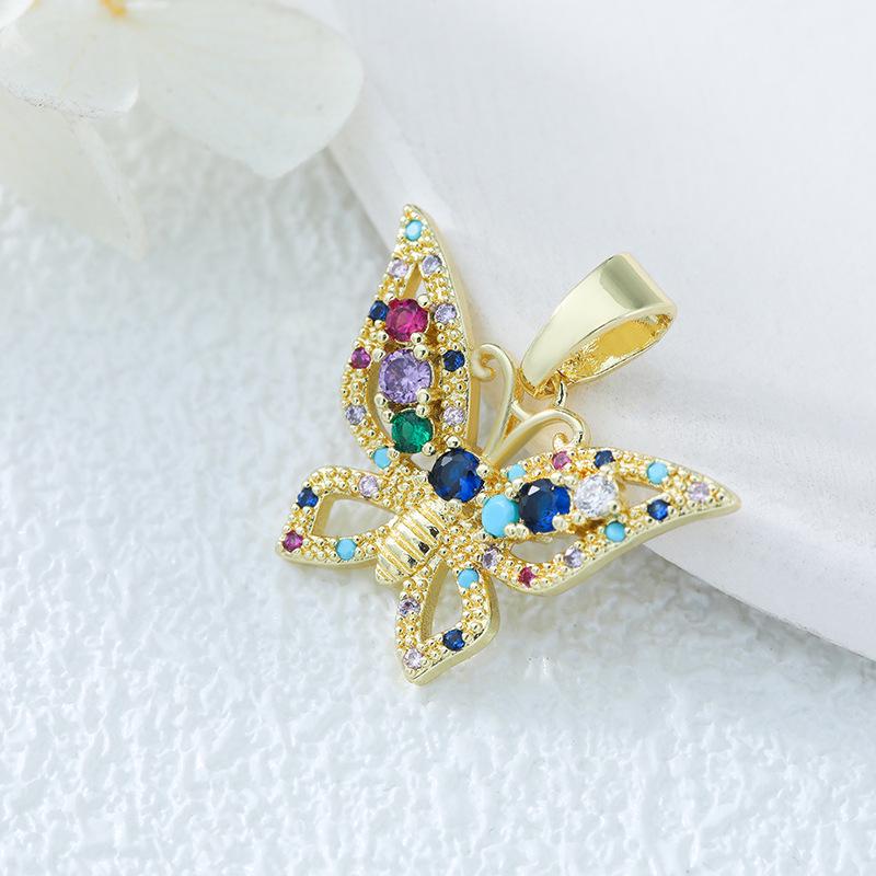 Подвеска-бабочка из позолоченной меди с цирконием для самостоятельного изготовления украшений