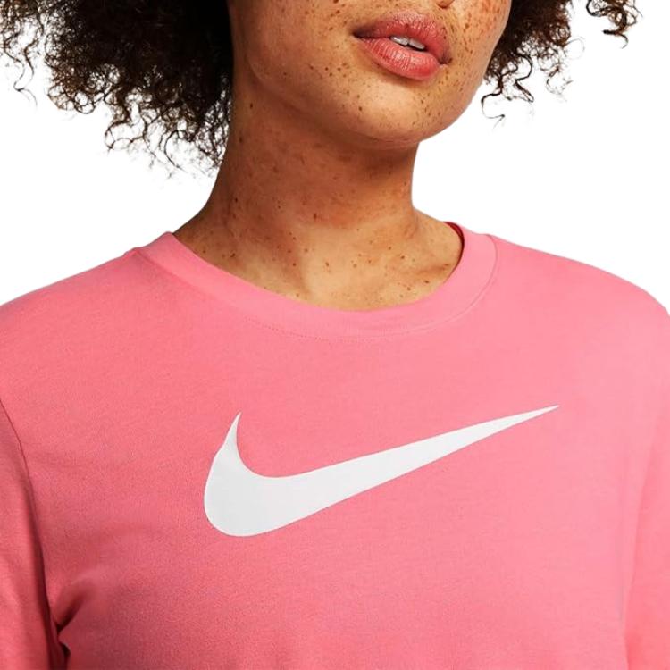 Nike Футболка с логотипом Swoosh Solid Logo Print, повседневная, для бега, дышащая, спортивная, с круглым вырезом и коротким рукавом, женская, персикового цвета DJ0931-668