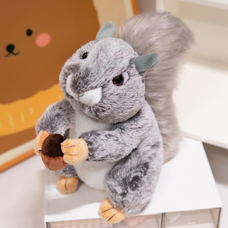 Kawaii Simulated Squirrel Plush Toys Cute Lifelike Squirrel Stuffed Plush Dolls Room Decoration Pillow Soft Kids Birthday Gifts