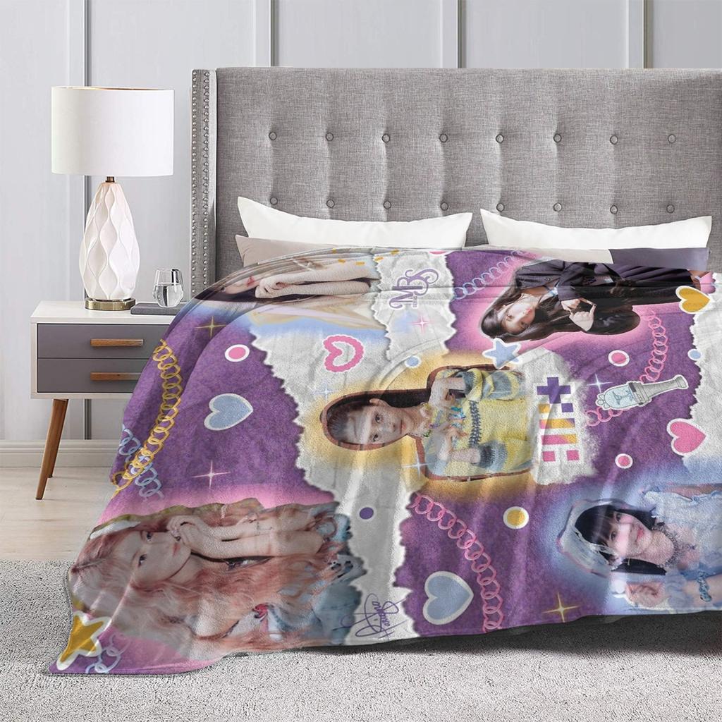 ILLIT Kpop Girl Group Blanket Flannel Print Multifunction Ultra-Soft Throw Blanket for Bedding Office Rug Piece