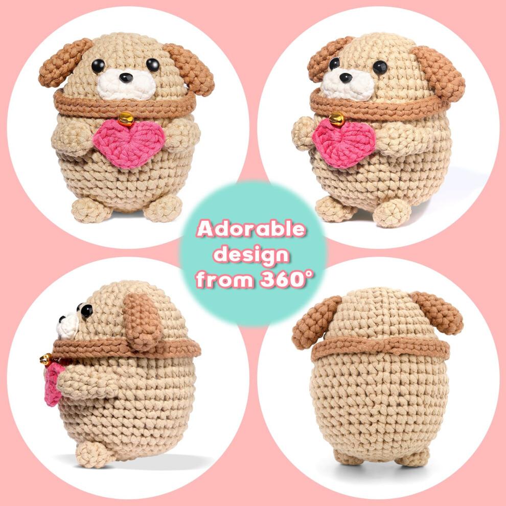 dipeer Crochet Kit, Complete Crochet Kits for Beginners Adults Cotton-Nylon Blend Yarn Dog Crochet Kit Includes Video Tutorial, Instruction, Crochet