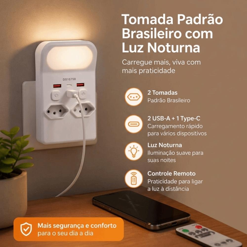 LED Night Light Wall Socket USB Quick Charge Bedside Power Outlet Power Outlet Bedroom