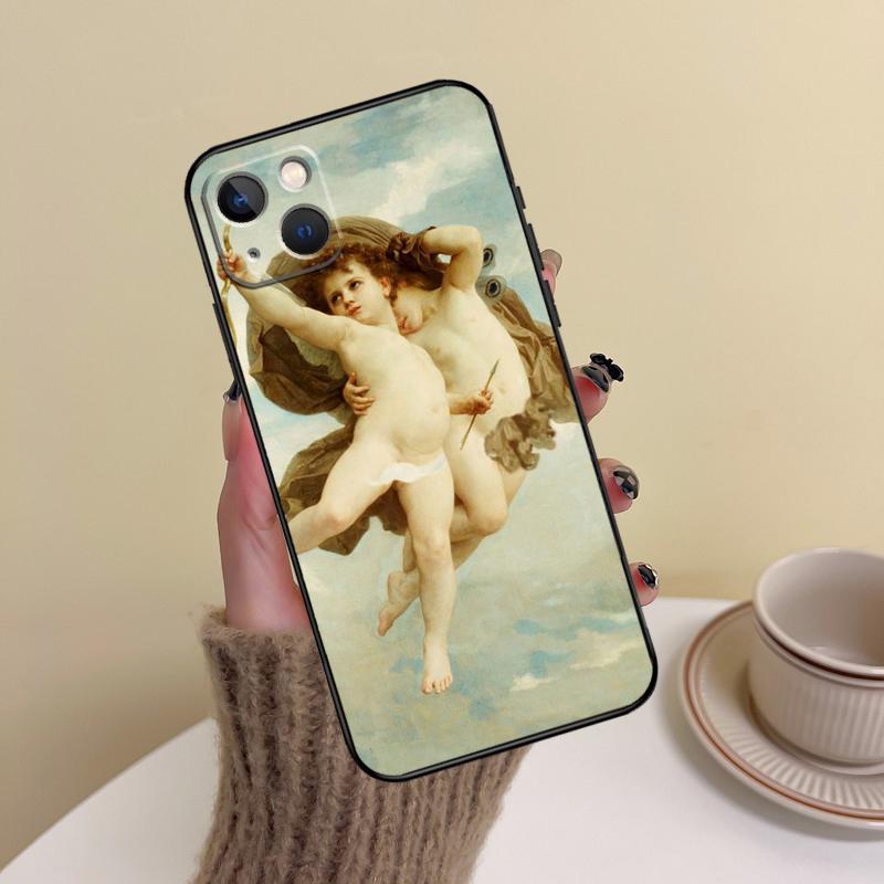 Художественный чехол для телефона с изображением ангела Амура для iPhone 16 Pro Max 14 13 12 11 15 17 Pro Max mini Plus 16e 17 Air Cover Funda