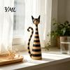 Cat Lover Home Decor Vintage & Lady Resin Sculpture, Artistic Striped Statues, Thoughtful Gifts for Owners Elegant Polka Dot Ornament, Housewarming