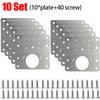 Cabinet Door Hinge Repair Plate Stainless Steel Furniture Hinge Fixing Plate Bracket Kit with Mounting Screw Hardware Tools