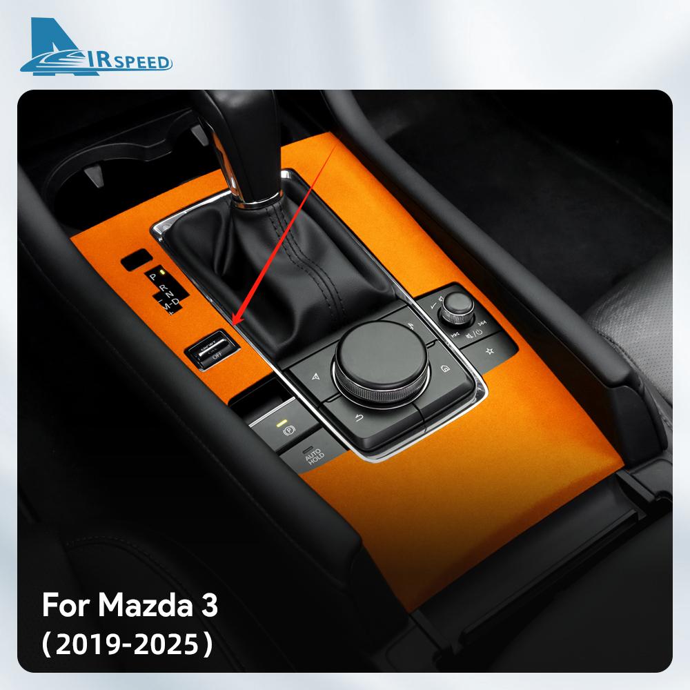 Top Suede Trim Sticker For Mazda 3 Axela BP 2019 2020 2021 2022 2023 2024 2025 Car Automatic Gear Shift Panel With Sports Button sqmhc03