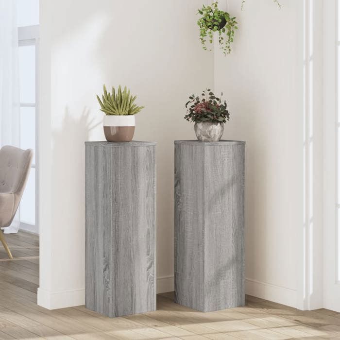 VidaXL Plant Stands 2 Pcs Sonoma Grey Engineered Wood, Flower Stand, Plant Pot Stand, 852947