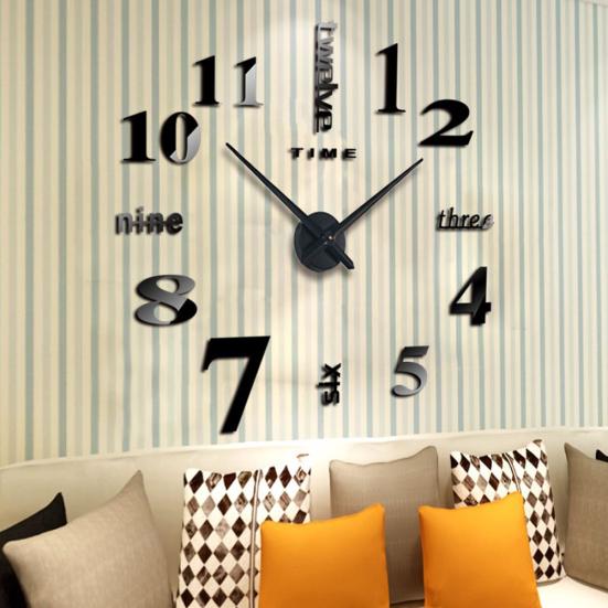 Modern Numbers Letters 3D Wall Clock Sticker DIY Living Room Art Hanging Decor