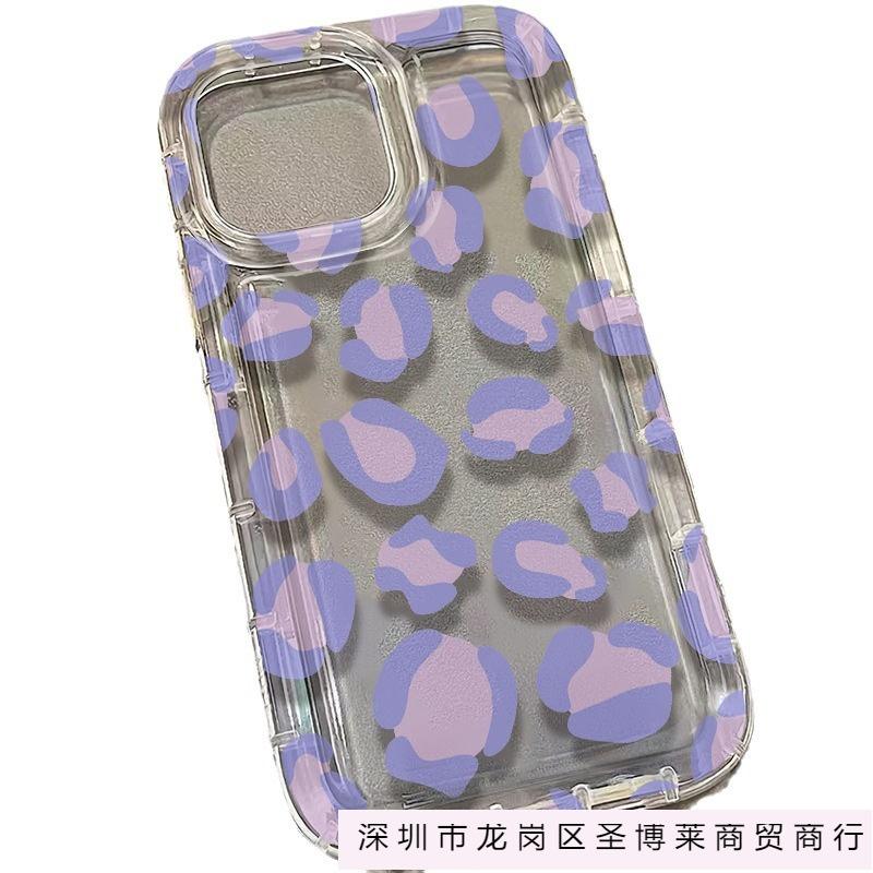 Фиолетовый леопардовый принт яблоко 15 чехол для мобильного телефона iphone14promax прозрачный мягкая резина 13/12/11 всесторонний противоударный xr