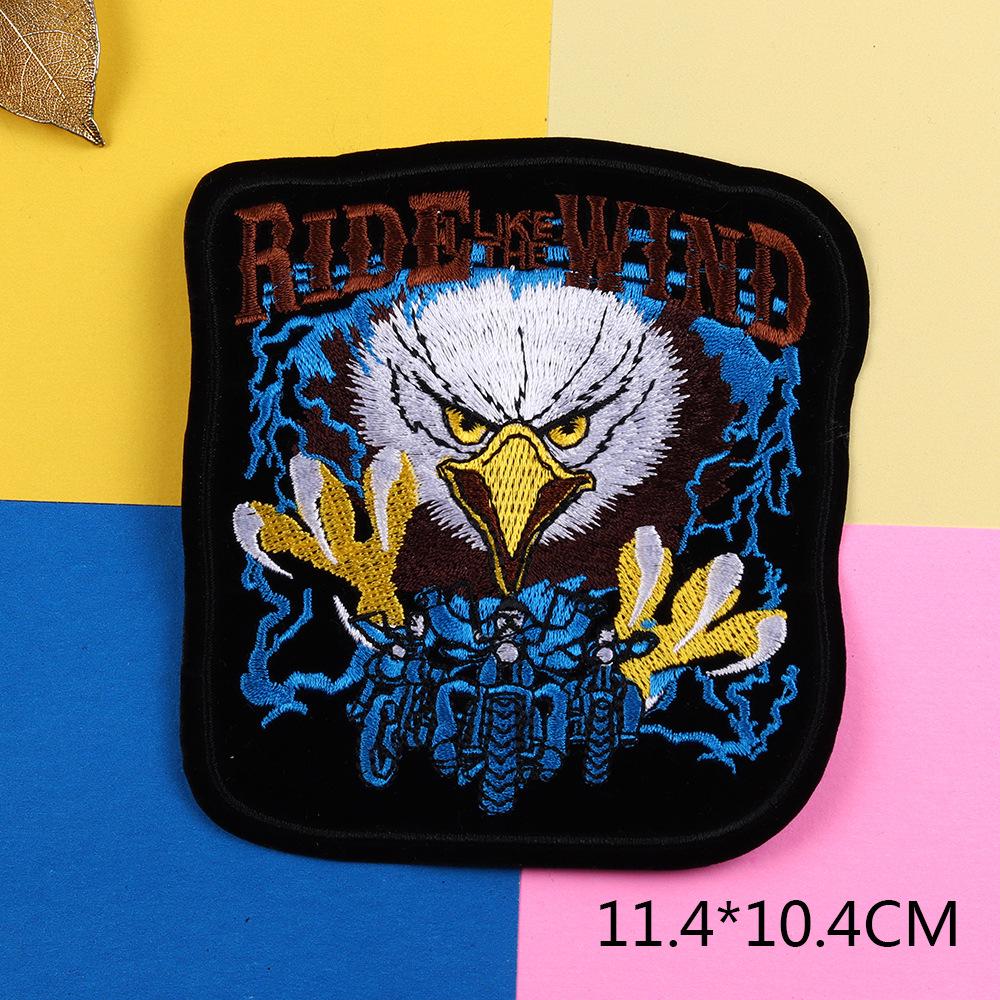 Мужская кожаная куртка в стиле панк для мотоцикла с вышитыми нашивками своими руками - дизайн с изображением орла и черепа