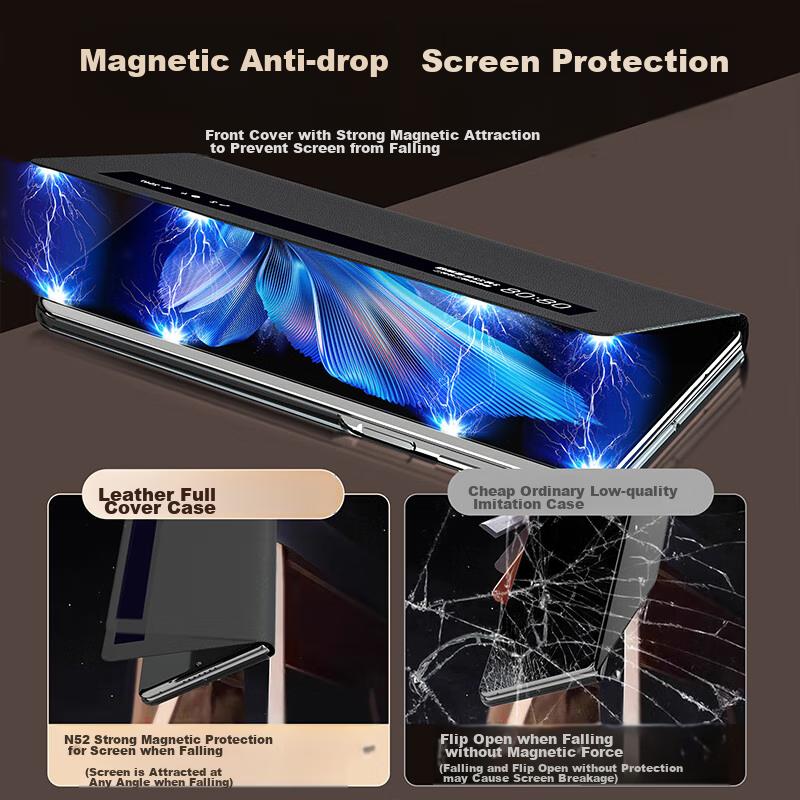 Pipiqiao Drop-Resistant Wristband StyleCase for Vivo X Fold 3, Green Leather Foldable Screen Smart View Ultra-Thin Shockproof High-End Customized