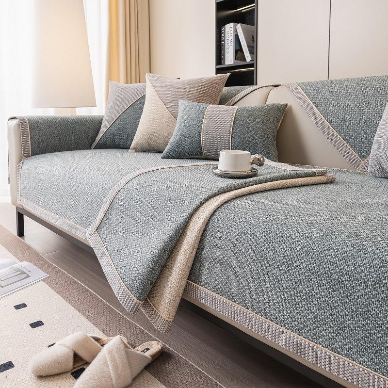 Подушка для дивана Хлопок и лен Универсальный чехол для дивана на четыре сезона Нескользящее полотенце для дивана Полный чехол