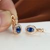 Gold Color Minimalist Oval Zircon Hoop Earrings Earrings Blue Red Birthstone Clip On Earrings Dainty Wedding Jewelry