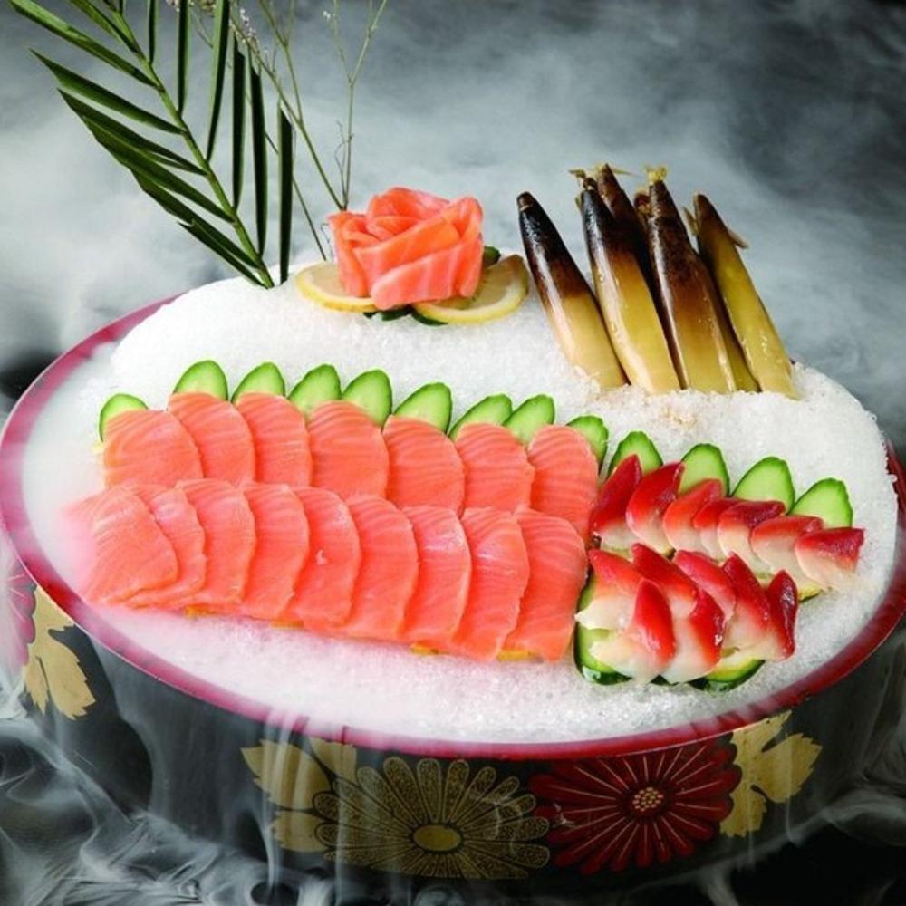 Round Sushi Plate Plastic Seafood Trays Creative Food Container  Restaurant