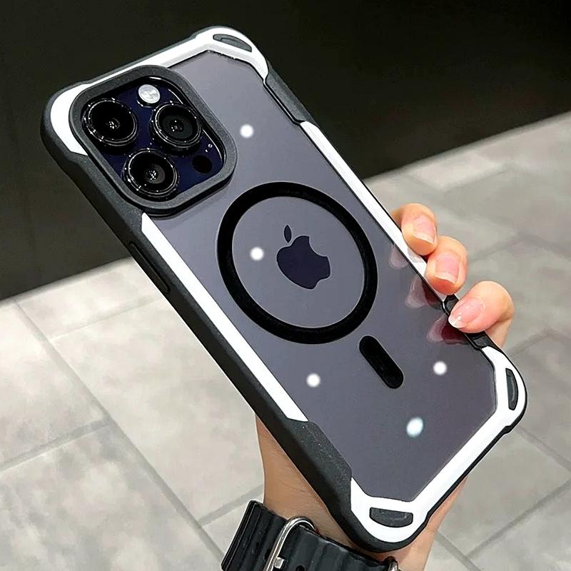 Роскошный прозрачный чехол для телефона Magsafe для iPhone 11, 12, 13, 14, 15 Pro Max Plus/Samsung S24, ультрамагнитный противоударный чехол-бампер с эффектом конфет