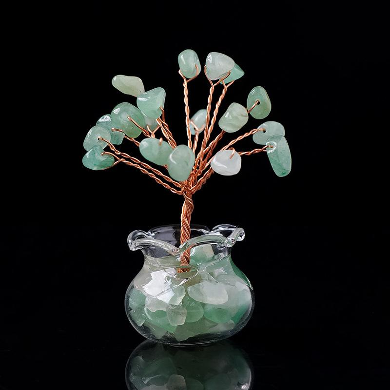 Mini Tree Crystal Stone Mini Vase Car Desktop Tabletop Ornament Bookshelf Courtyard Home Decorations