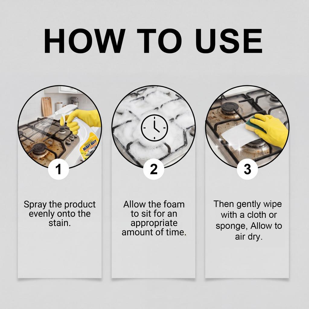 Kitchen Heavy Duty Cleaner Degreaser Spray 500ML Powerful Oil Stain Remover for Stove Oven Range Hood and Kitchen Surfaces Effective Cleaning Solution