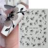5D Black Glitter Nail Stickers Watercolor Blooming Nail Manicur Spring Floral Adhesive Transfer Decals Slider Nail Art Decor