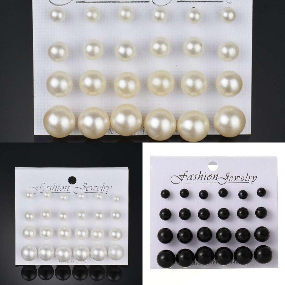 Design Trendy Metal Ear Studs Girl Stud Earrings Set Imitation Pearl Earrings Korean Style Earrings