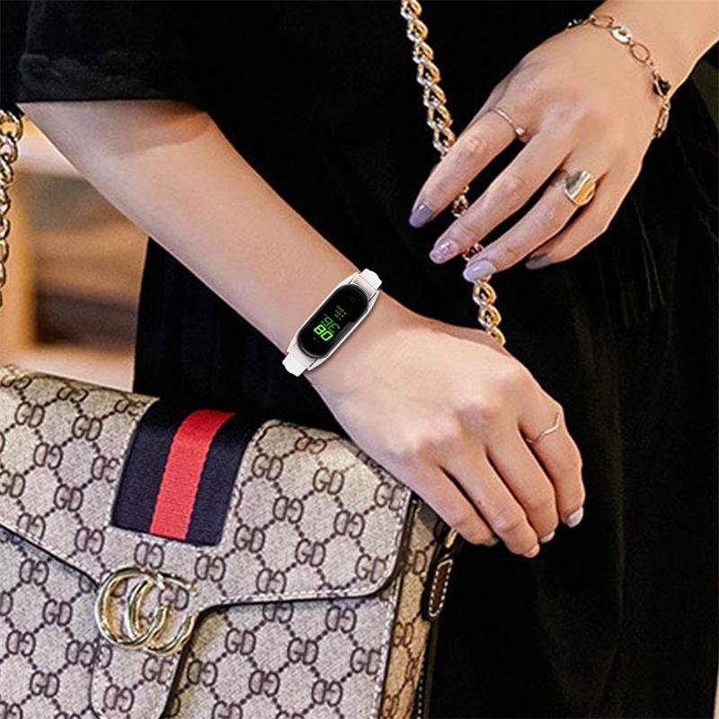 Для Xiaomi Mi Band 7 пряжка дизайн верхний слой коровья кожа бамбуковое зерно регулируемый ремешок для часов с серебряным защитным покрытием