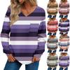 Women's Fashion Casual Long Sleeve Printed V- Neck Sweater Top