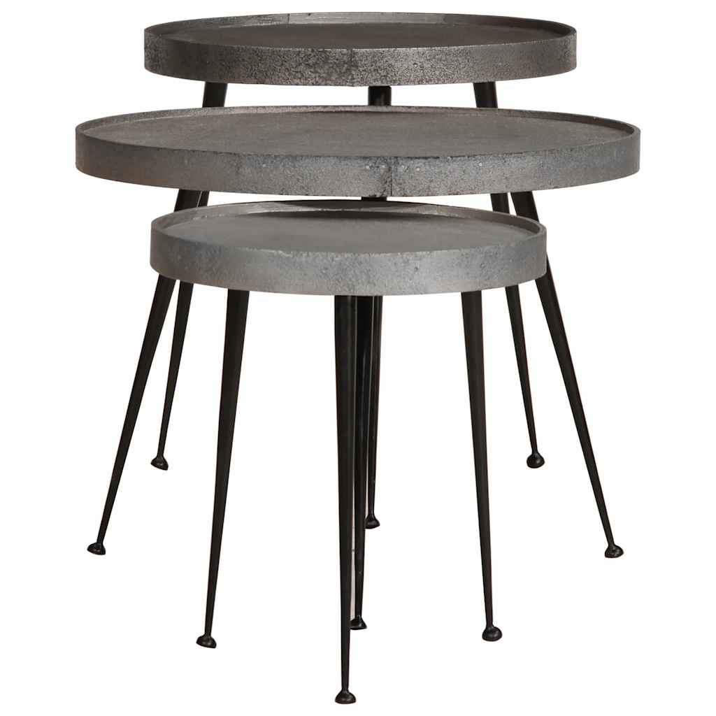 Coffee Table Set 3 Pieces Silver Particleboard