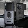 KEYSION Shockproof Armor Case for OnePlus 12 5G Slide Camera Lens Protection Ring Stand Phone Cover for for Oneplus 12 5G