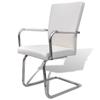 2 Piece Cantilever Chair Set White Faux Leather